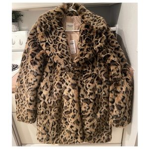 Leopard print teddy coat Abercrombie